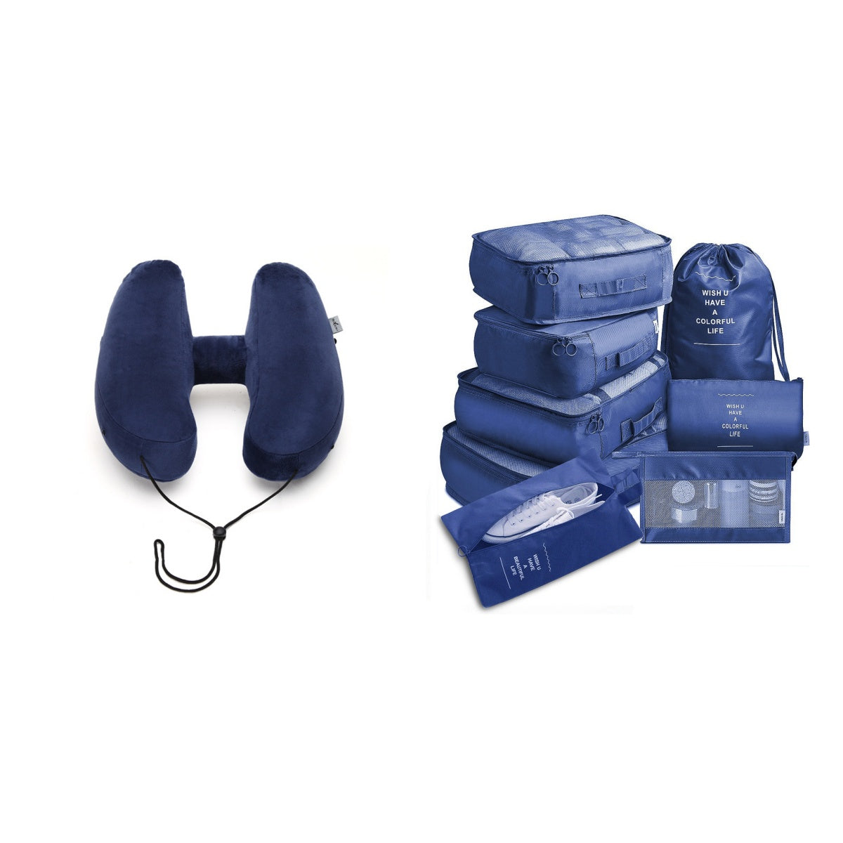 Hooded Travel Pillow H Shaped Inflatable Neck Pillow